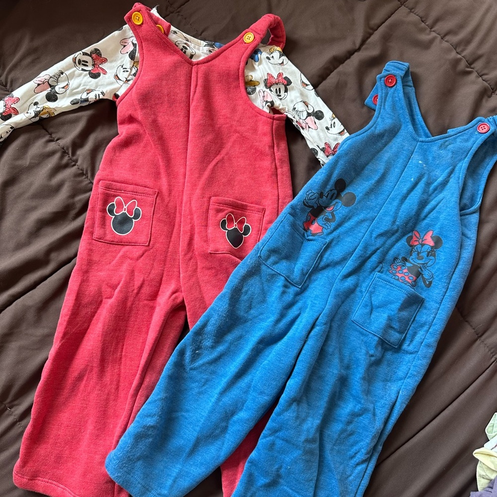 Disney Mickey and Minnie Mouse Overalls Set